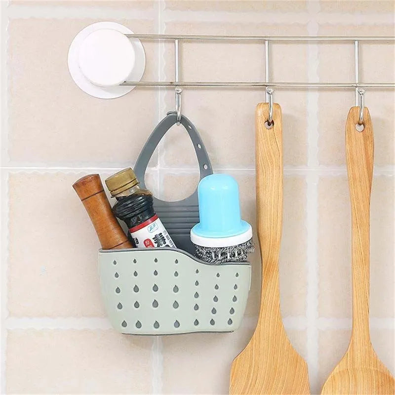 Adjustable Sink Hanging Basket Faucet Sponge & Soap Organizer