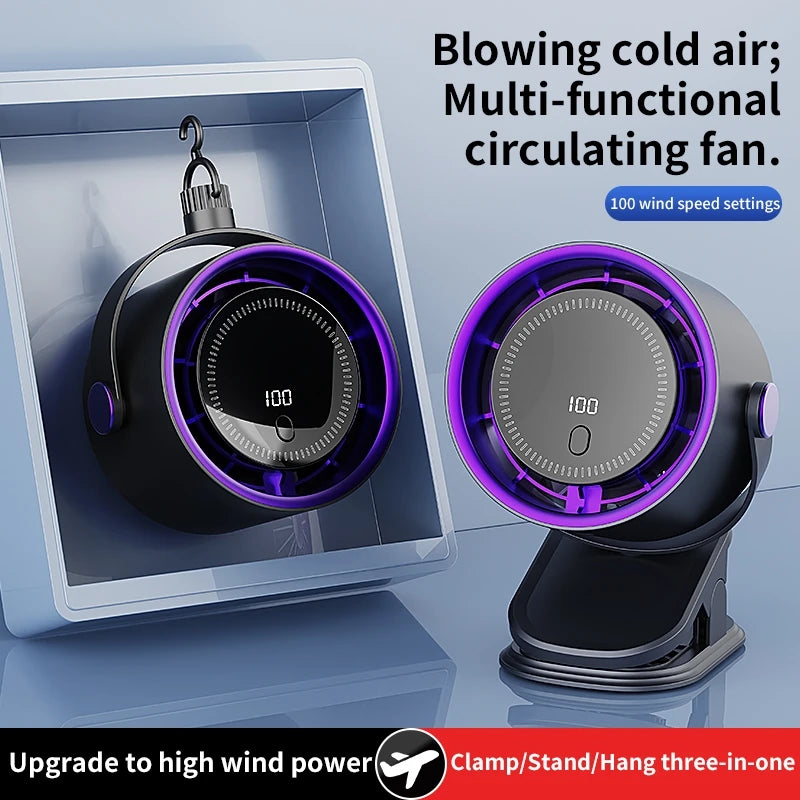 Wireless Rechargeable Fan UK 100-Speed Turbo Fan with Display