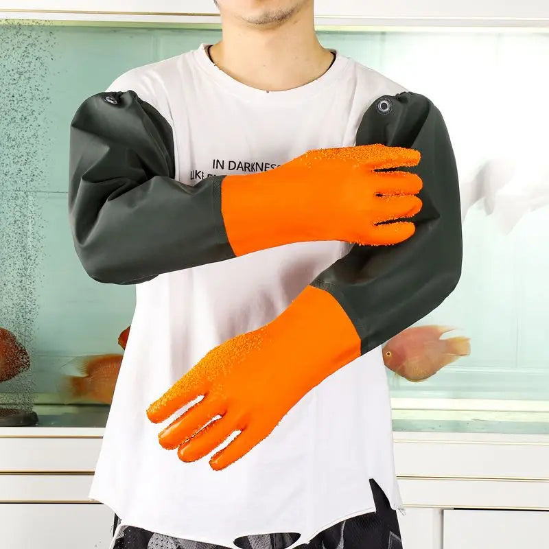 Waterproof Rubber Gloves Oil Proof Long Work Gloves