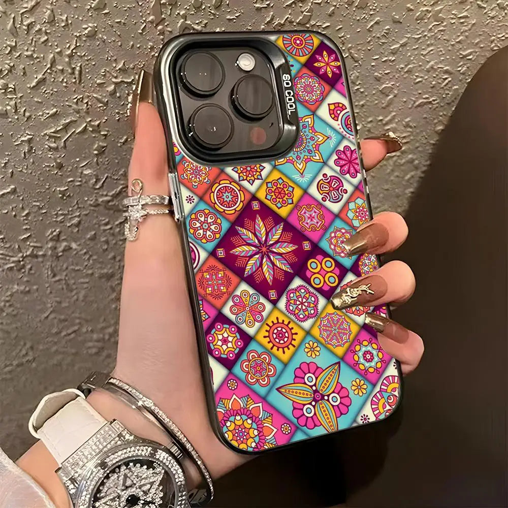Iridescent Mandala TPU Case for iPhone 17 16 15 14 13 12 Pro Max Cover