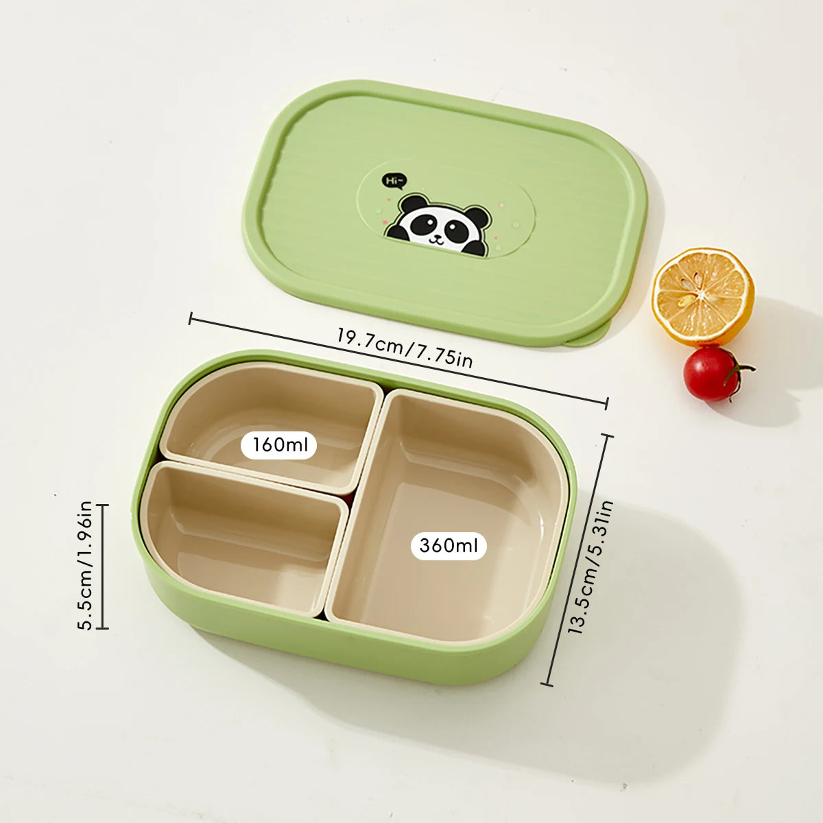 WORTHBUY 3 Grid Lunch Box Microwave Safe Detachable Bento Container