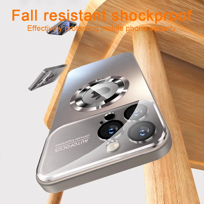MagSafe Glass Camera Lens Case for iPhone 11 12 13 14 15 16 17 Pro Max