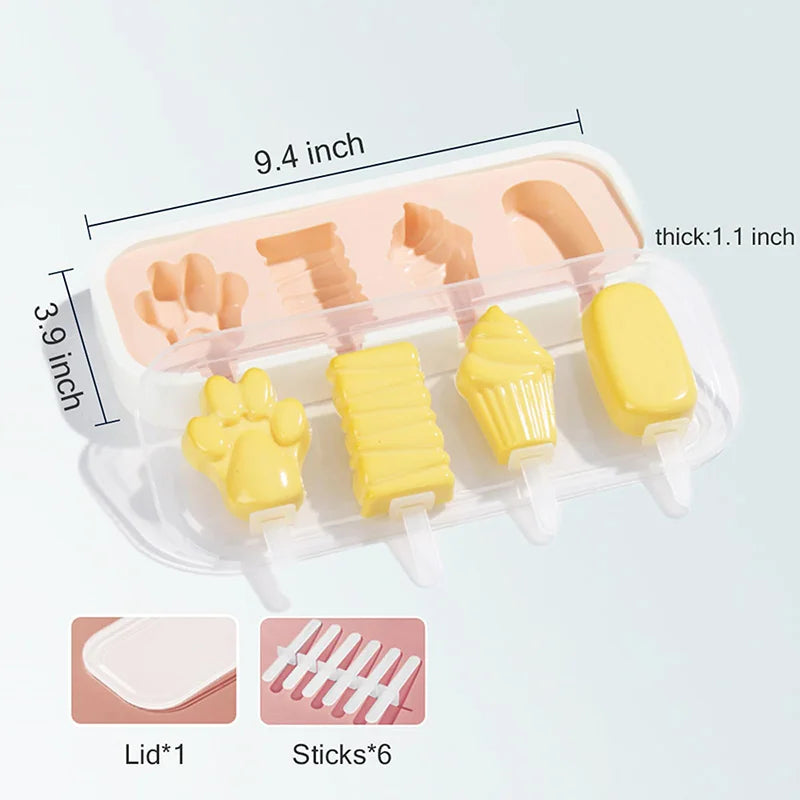 Kids Silicone Popsicle Molds – BPA Free Mini Ice Cream Maker Set