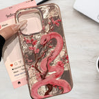 Cute Pink Floral Snake Case for iPhone 16 15 14 13 12 11 Pro Max Cover