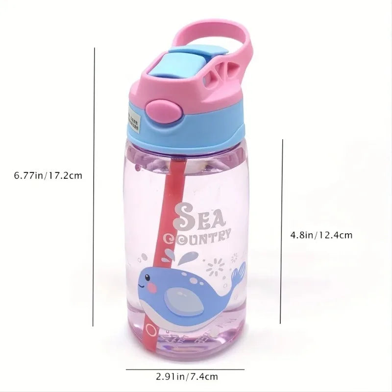 480ML Kids Cartoon Water Sippy Cup with Straw