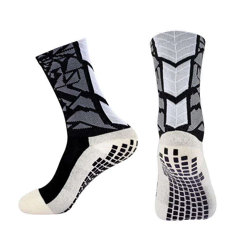 Men Non Slip Grip Football Socks Mid Calf Anti Slip Sports Running