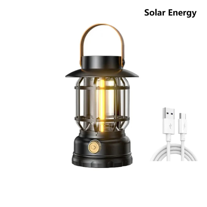 2-in-1 Solar Camping Lantern USB Rechargeable Light