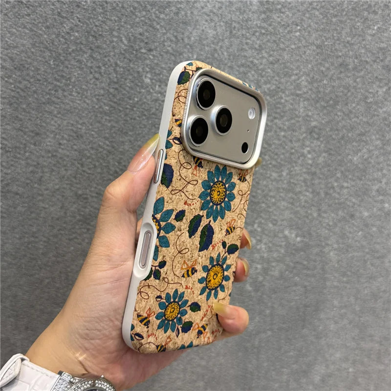 Magnetic Retro Floral Leather Magsafe Case for iPhone 17 Pro Max