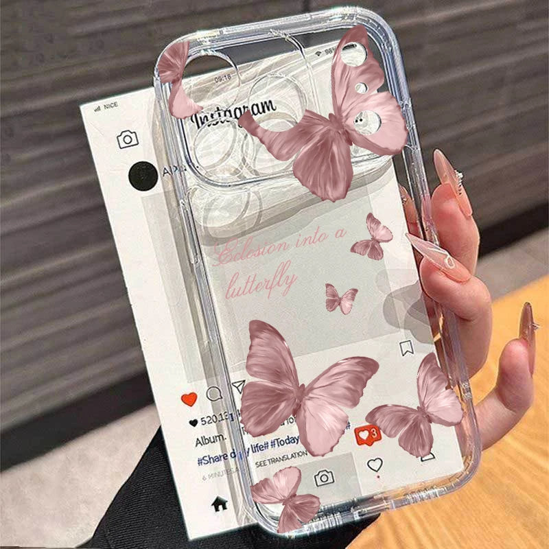 Butterfly Clear Case for Samsung A16 A26 A36 A56 S23 S24 S25 S26 Ultra