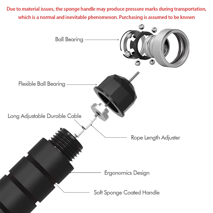 Ball Bearing Speed Jump Rope Foam Handle Tangle-Free Fitness