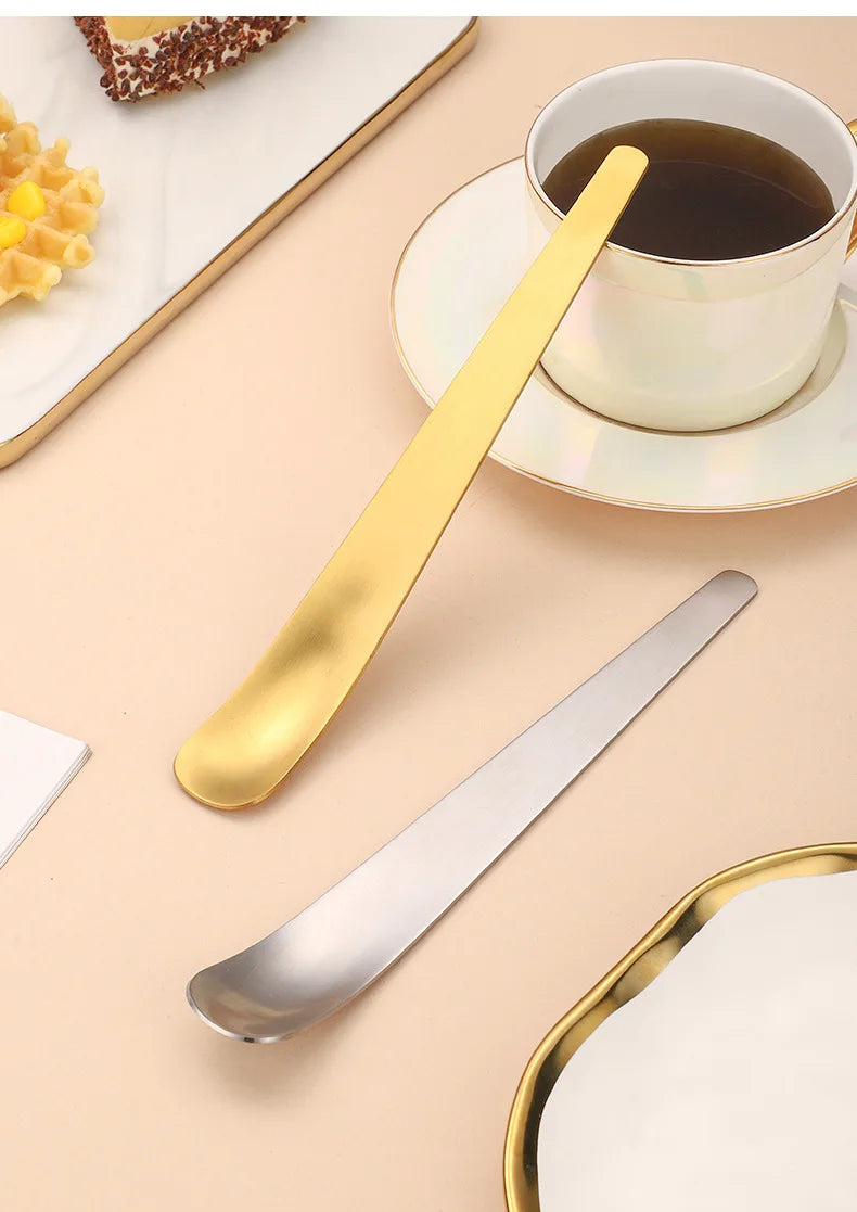 Flat Stainless Steel Coffee Spoon Set Tea Stirrer Dessert Spoons