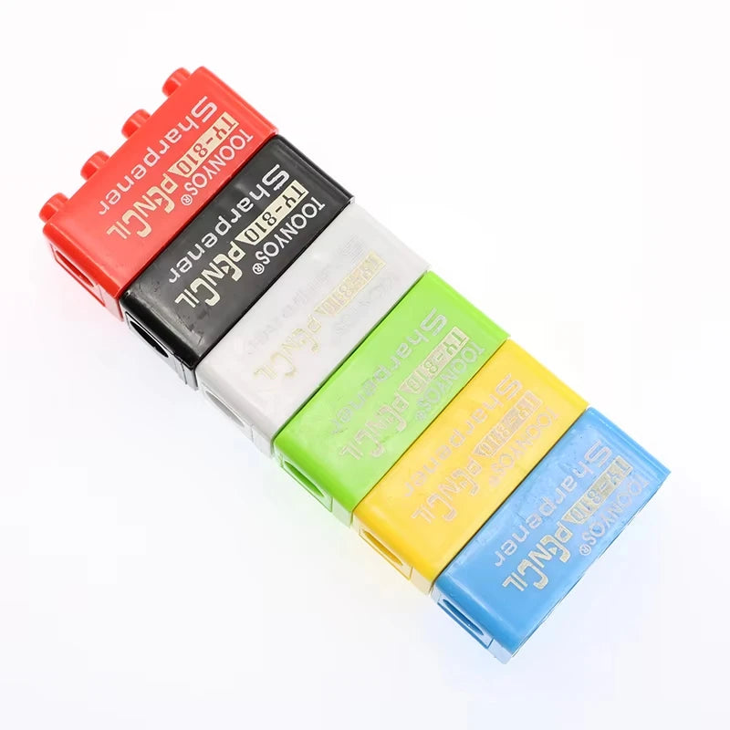 Cartoon Building Blocks Pencil Sharpener Kids School Stationery