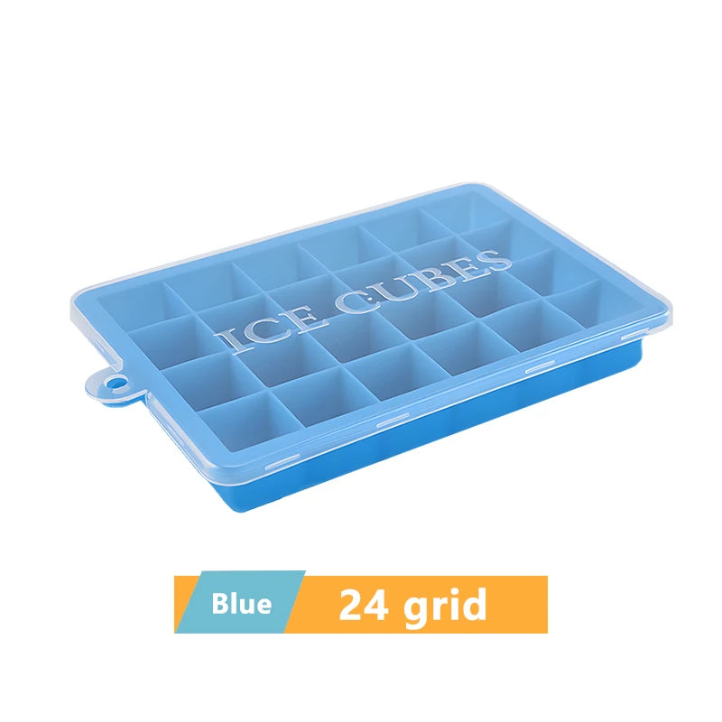 Large Silicone Ice Cube Tray Jumbo Square Ice Maker Mold (4–24 Grid)