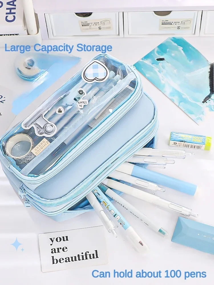Transparent Pencil Case Large Capacity Storage Bag