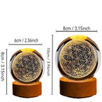 3D Flower of Life Crystal Ball USB Night Light