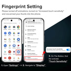 Instructions for enabling increased touch sensitivity on a smartphone screen.