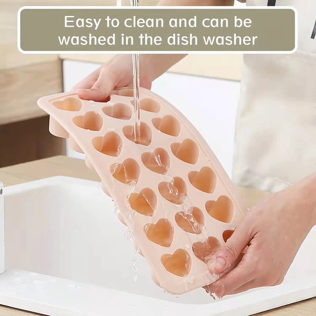 Heart Ice Cube Tray UK Silicone Heart Mold With Lid For Drinks & Candy