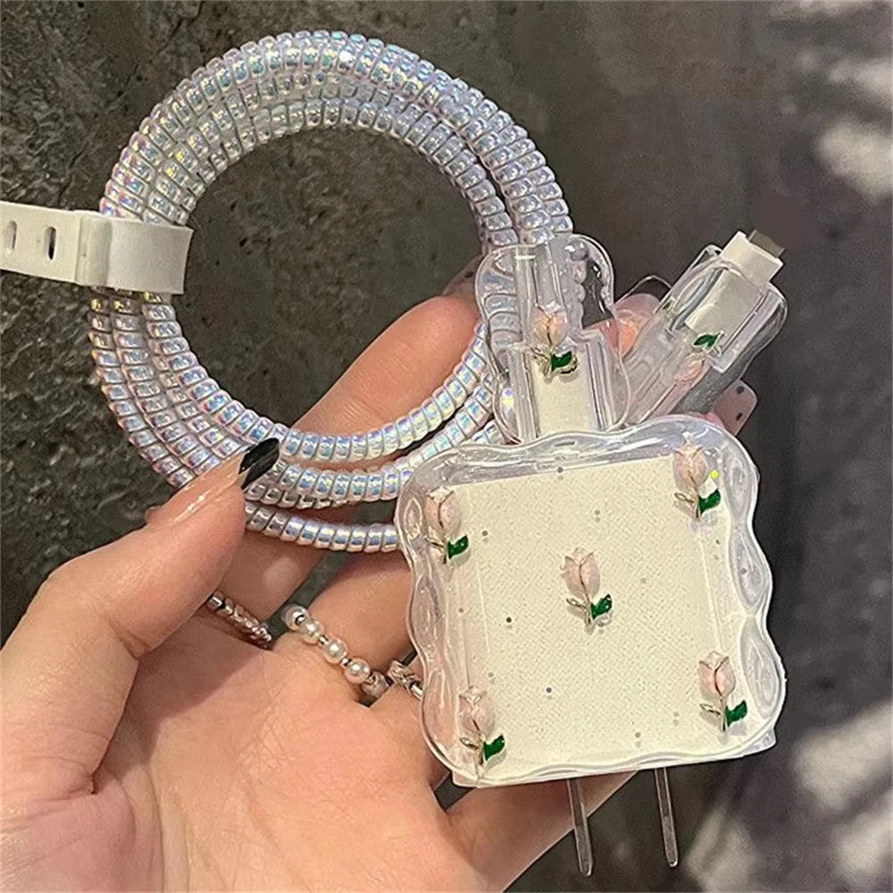 Cute Tulip Fast Charger Protector for iPhone 18W-20W