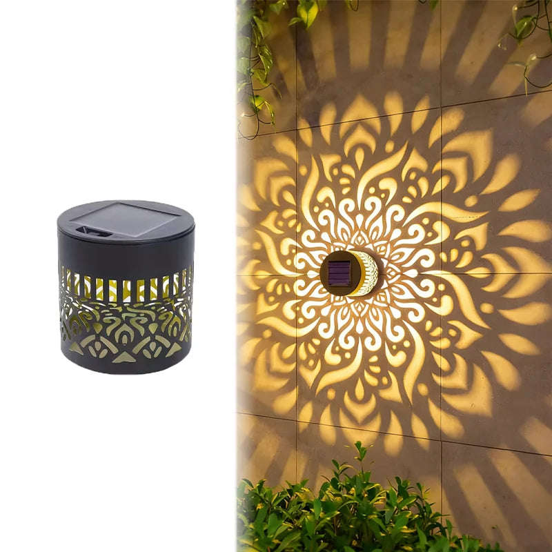 Solar Mandala Butterfly Wall Light Waterproof Outdoor Garden Fence Lamp