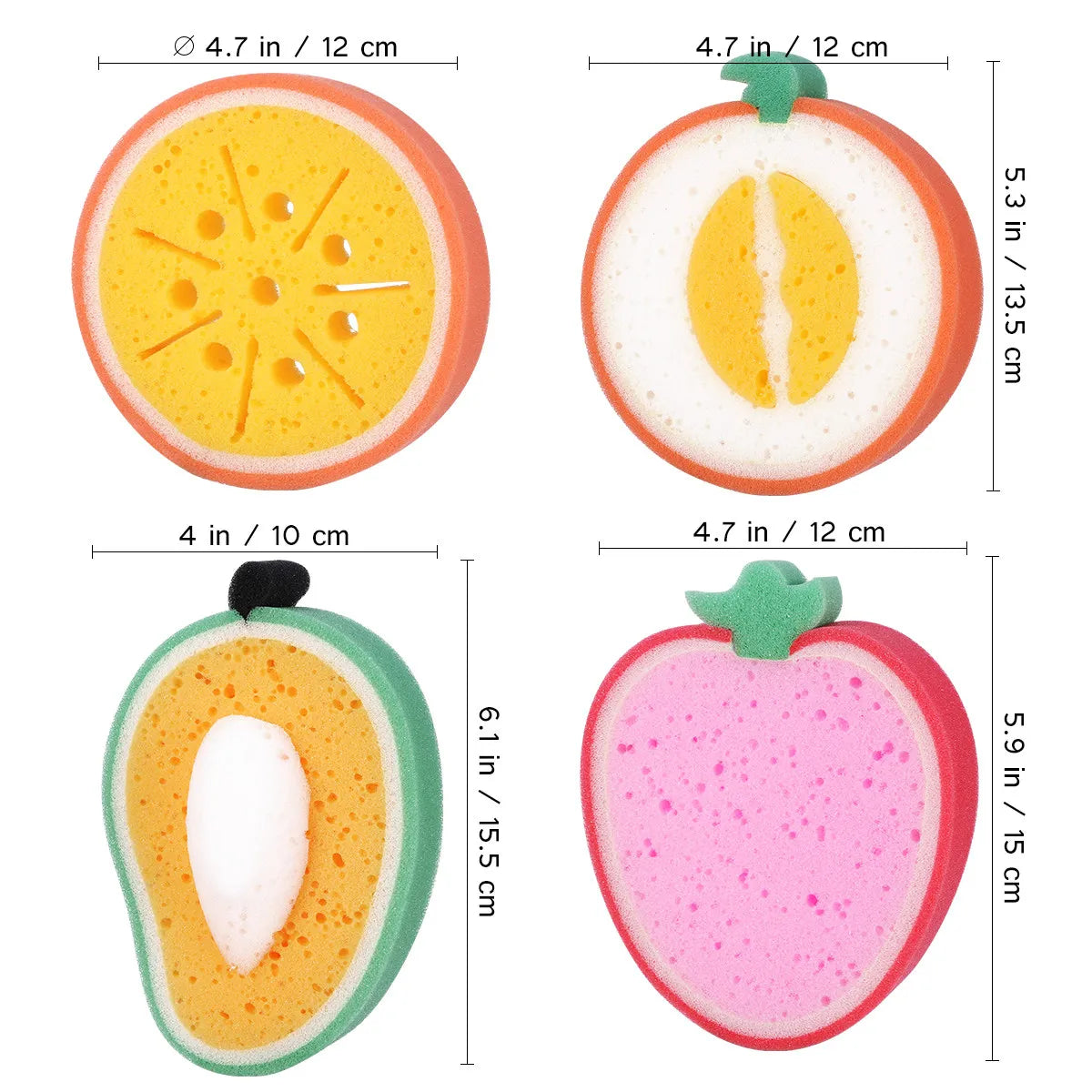 Fruit Cartoon Bath Sponge Soft Loofah Scrubber for Kids & Babies