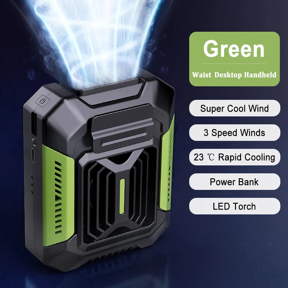 HOMFISH Belt Clip Fan Portable Wearable USB Fan & Power Bank