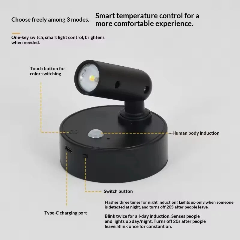 Magnetic Rechargeable LED Wall Light Wireless Lamp