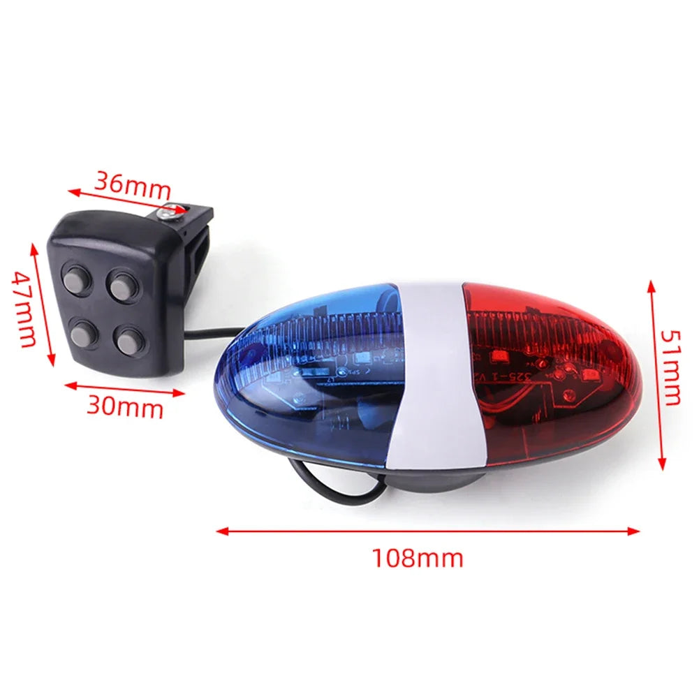 LED Bicycle Bell Horn 6 LED Bike Light with 4 Sound Modes