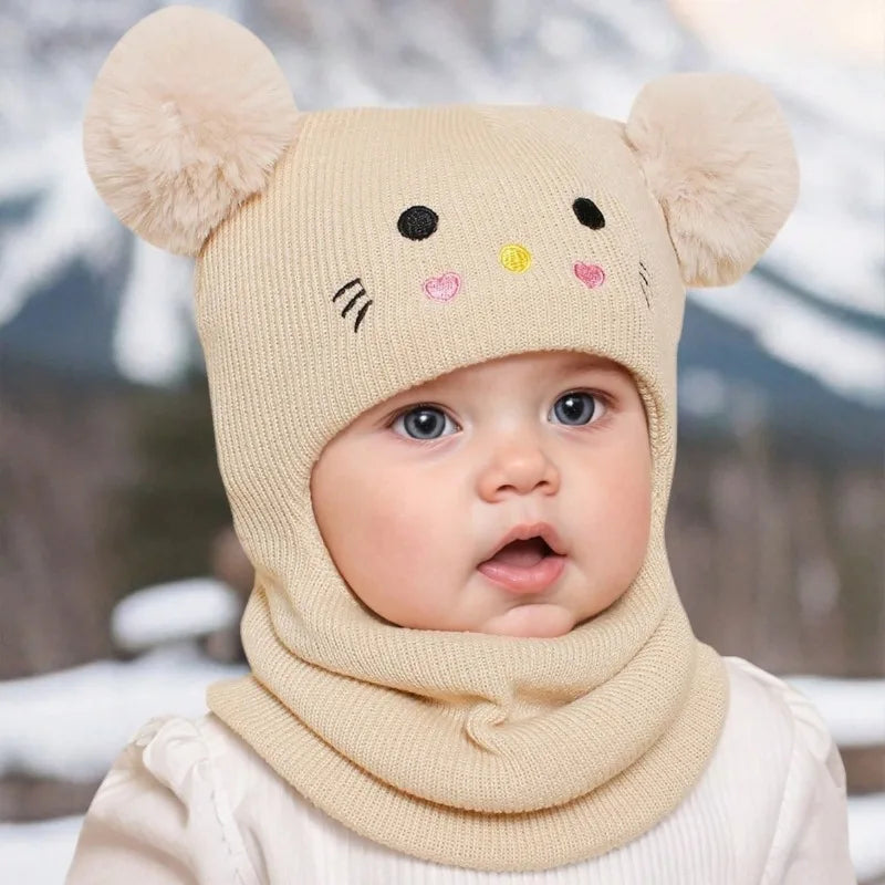 Kids Winter Balaclava Hat & Scarf Warm Hooded Beanie