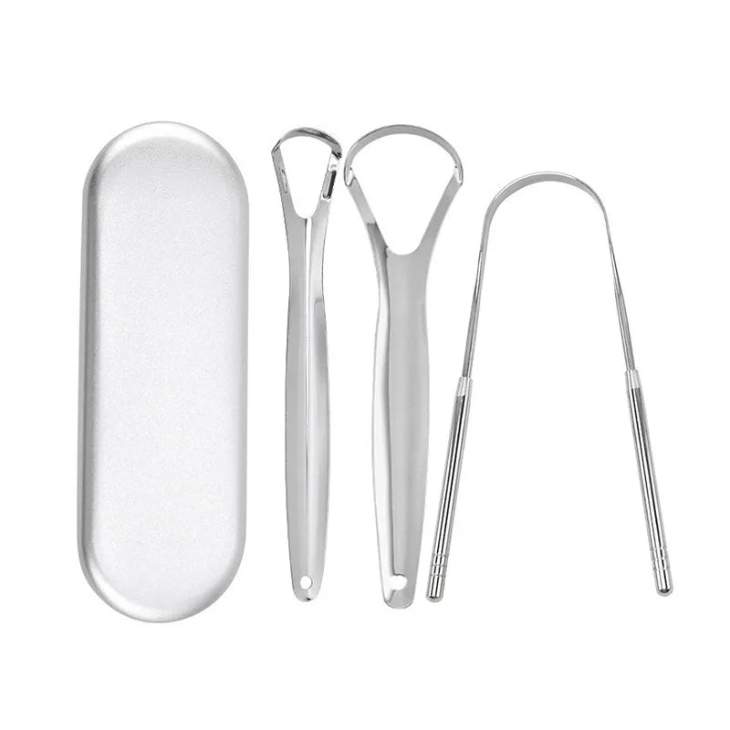Reusable Stainless Steel Tongue Scraper Fresh Breath Oral Hygiene Tool