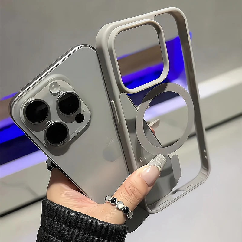 Natural Titanium MagSafe Case for iPhone 11 12 13 14 15 16 Pro Max