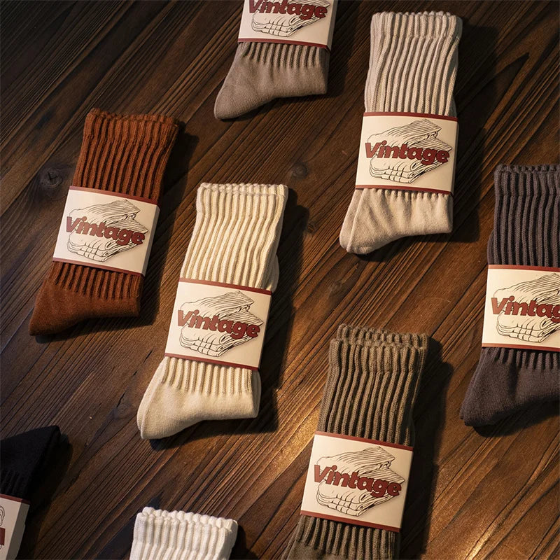 Men Vintage Thick Sports Socks Towel Bottom Casual Unisex