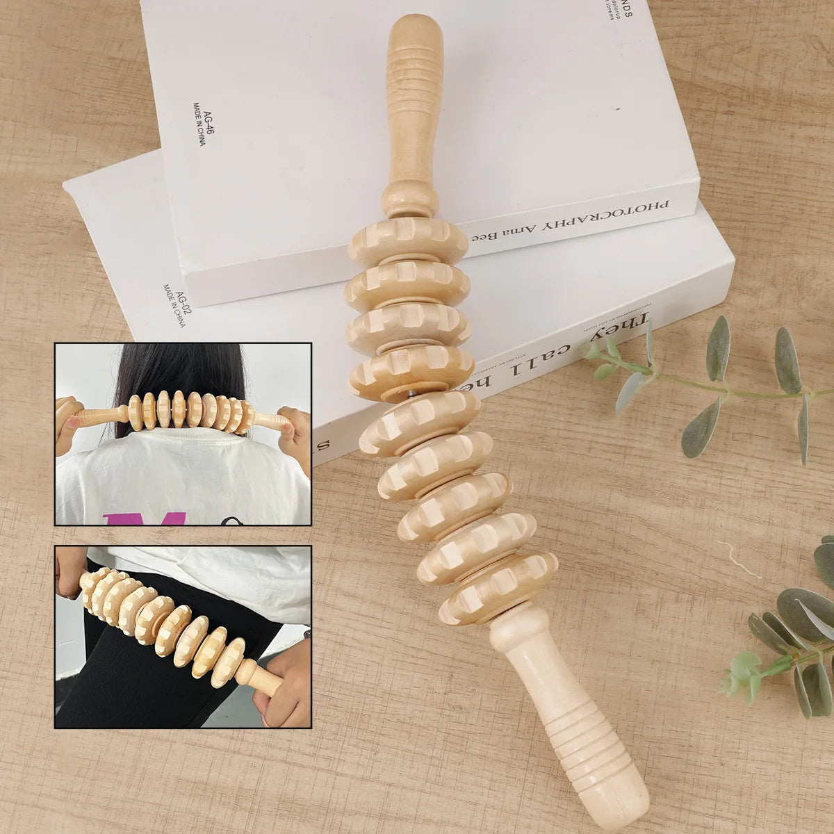 Wooden Therapy Massage Roller Stick for Muscle & Fascia Relief