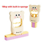 1PC Cartoon Bear Design Hands-Free Mini Mop Home Bathroom Cleaner & Cute Lazy-Friendly Desktop Stain-Removing Cloth Foldable Mop