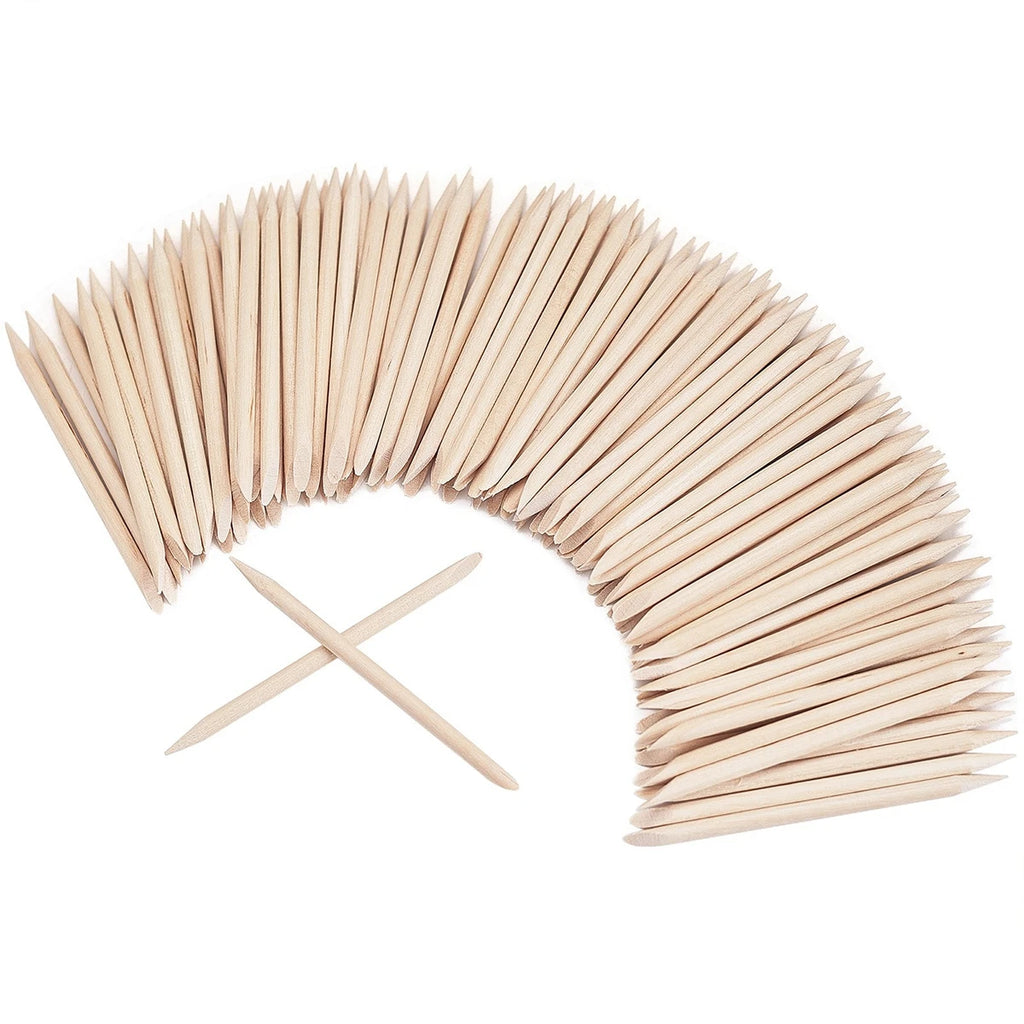 Orange Wood Cuticle Sticks Double Ended Nail Manicure Tools