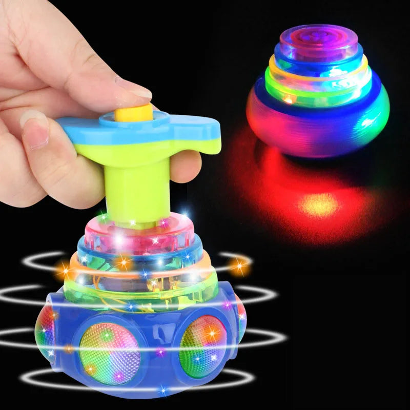 Spinning Top LED Light Up Toy - Flashing Music Gyroscope Launcher