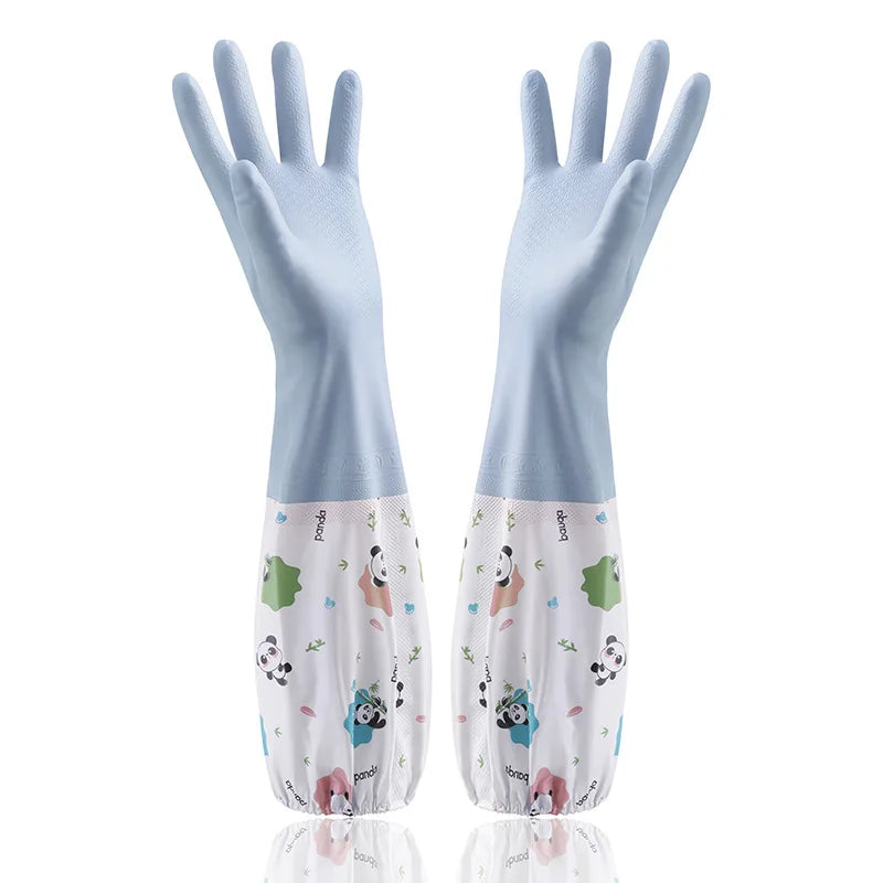 Women's Waterproof Cleaning Gloves Kitchen Rubber Gloves