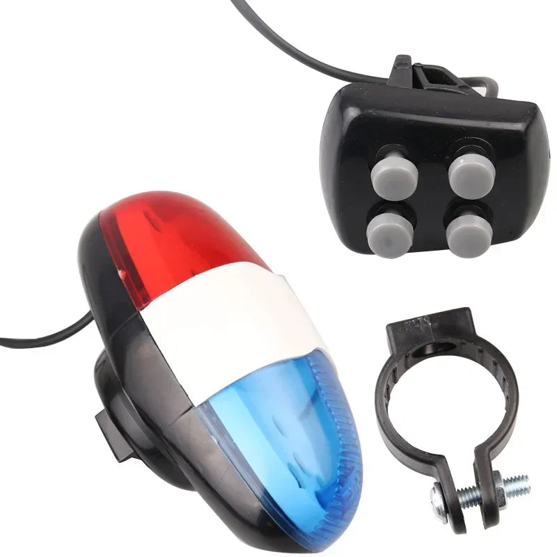 Bicycle Police Siren Horn 6 LED Strobe Light Bike Safety Bell