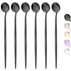 6Pcs Gold Ice Spoon Set – Long Handle Stainless Steel Coffee & Tea Stir Spoons
