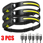 USB Rechargeable LED Sensor Headlamp XPE+COB Light