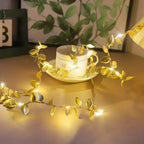 Golden Leaves Fairy Lights 20 LED Copper Wire String