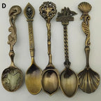 5Pcs Retro Coffee Spoon Set – Stainless Steel Vintage Dessert Spoons Gift