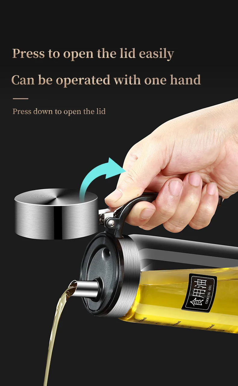 Glass Oil Bottle & Seasoning Set Leakproof Soy Sauce & Vinegar Pot