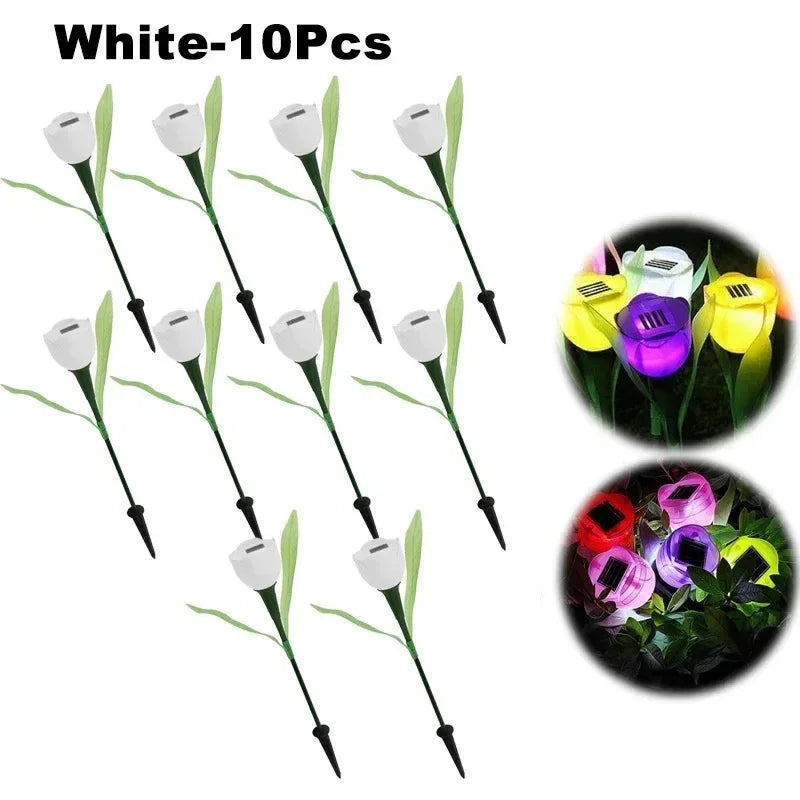 Solar Tulip Rose Flower Lights for Waterproof Garden Decor
