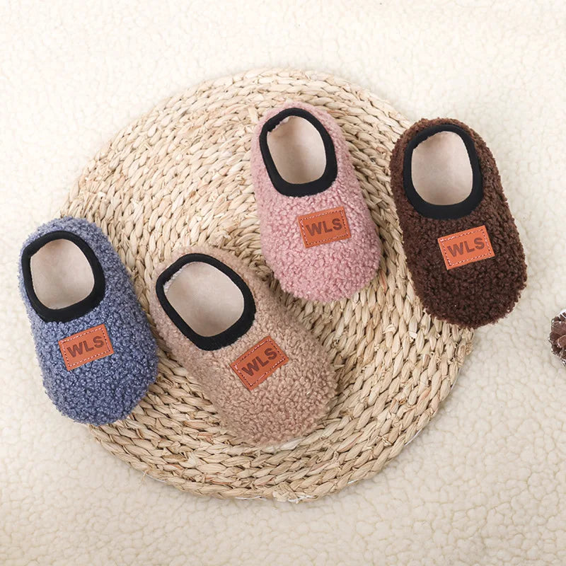 Autumn Winter Baby Slippers Plush Anti-Slip Sock Shoes for Kids