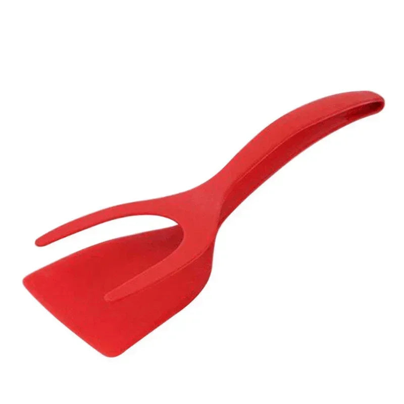 2 in 1 Nylon Grip Flip Tongs – Egg Spatula & Steak Turner Kitchen Tool