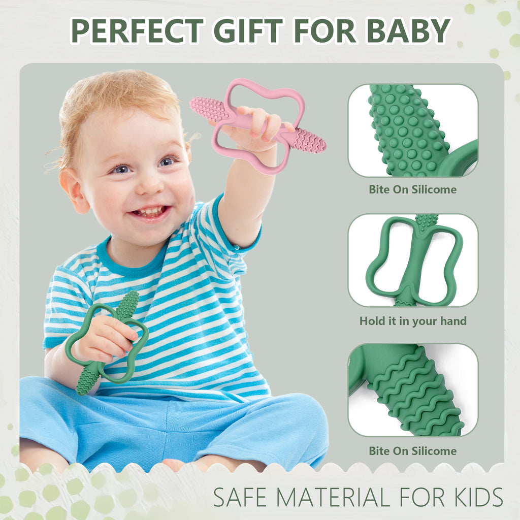Baby Silicone Teether with Easy-Grip Handles BPA Free
