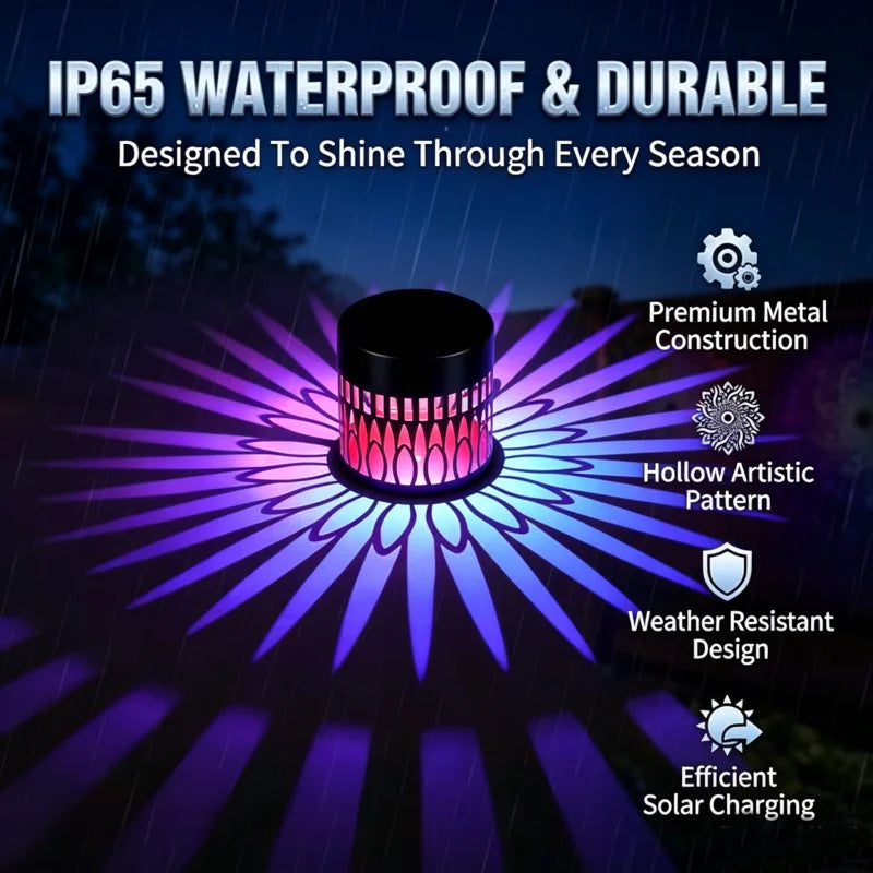 Solar LED Floral Wall Sconce Waterproof Outdoor Projection Garden Light Main image