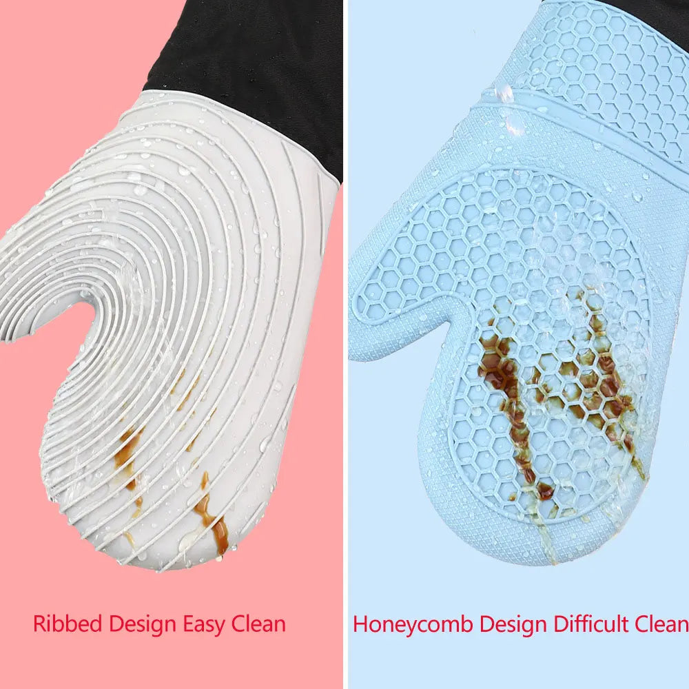 Silicone Oven Mitt Set – Waterproof Heat-Resistant Kitchen Gloves