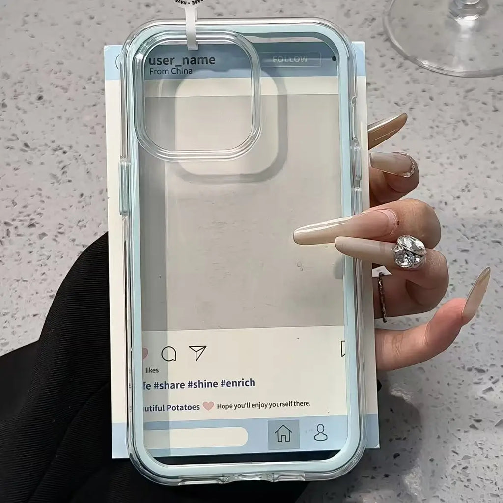 Candy Color Frame Clear Case for iPhone 11 12 13 14 15 16 17 Pro Max