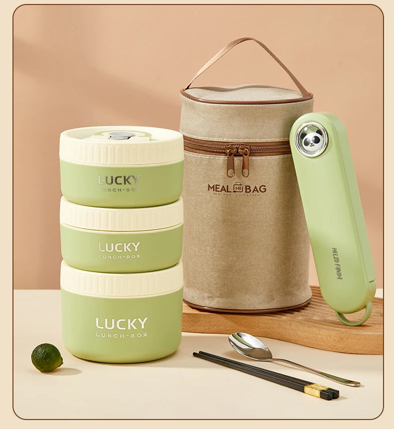 WORTHBUY Portable Thermal Lunch Box 304 Stainless Steel Insulated Bento Box